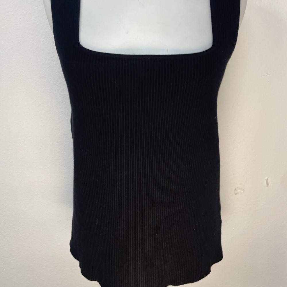 The Commons Black Ribbed Square Neck Tank Top Knit‎ Blouse Size L